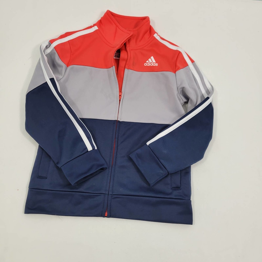 Adidas Toddler Size 5 Red, Navy & Gray Zip Hoodie 51622-3D8 - Picture 1 of 5